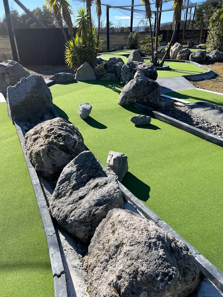 Putting surface and landscaping on the mini golf course at Golf City Rotorua